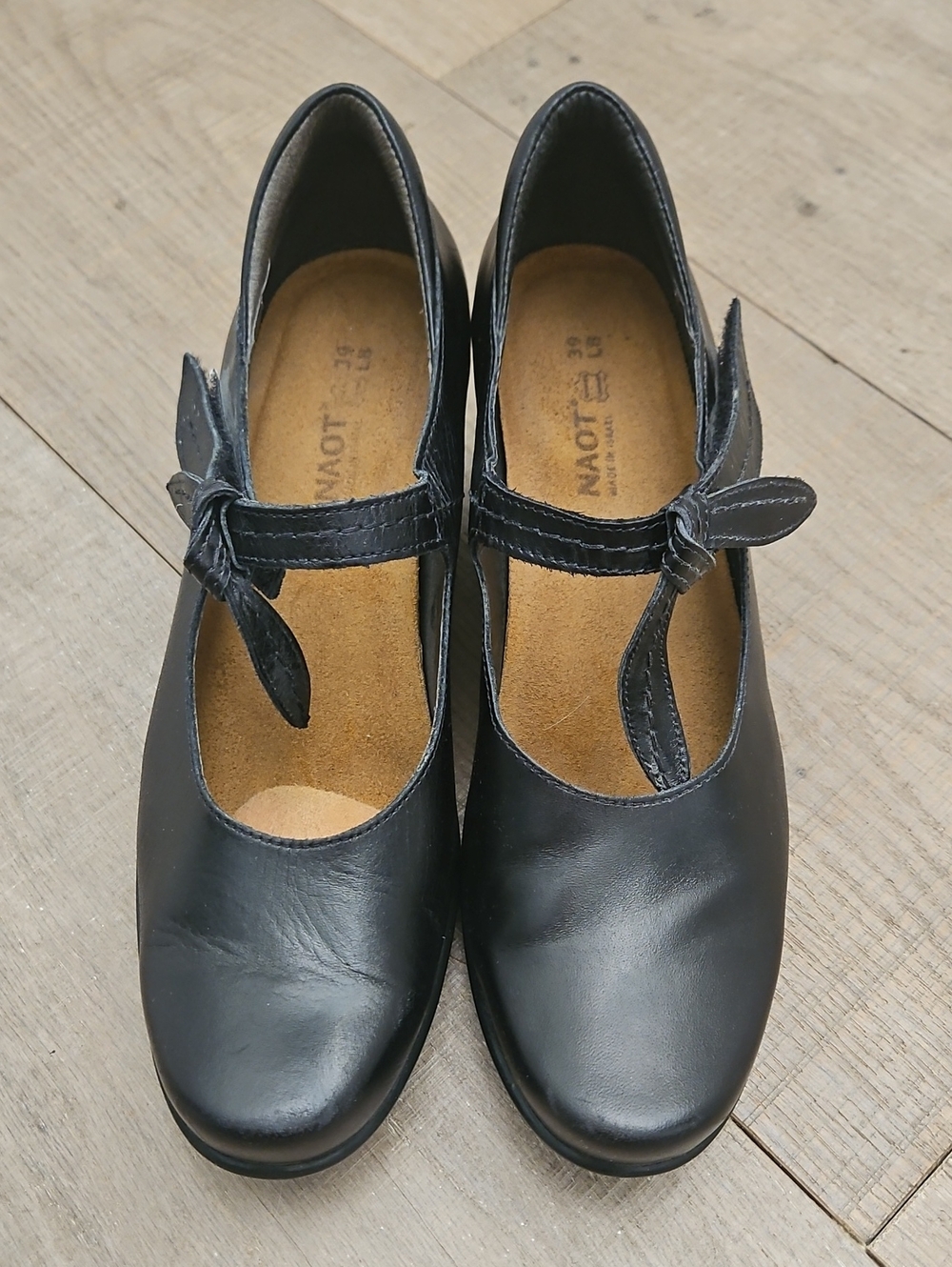 GUC Naot Pleasure Mary Jane Heel Black Leather Size EU 39 (8)